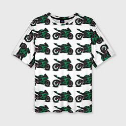 Женская футболка оверсайз Motorbike dark green