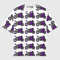 Женская футболка оверсайз Motorcycle purple