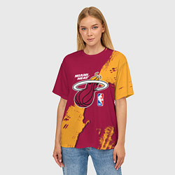 Футболка оверсайз женская Майами Хит - разлитая краска, цвет: 3D-принт — фото 2