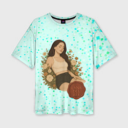 Женская футболка оверсайз Lana Del Rey сидит в цветах