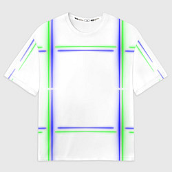 Футболка оверсайз женская Neon white green light blue, цвет: 3D-принт