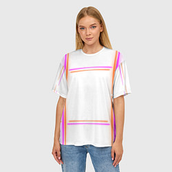 Футболка оверсайз женская Neon white orange pink, цвет: 3D-принт — фото 2