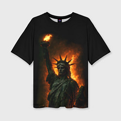 Футболка оверсайз женская Статуя свободы в огне, цвет: 3D-принт