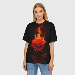 Футболка оверсайз женская Flaming rose, цвет: 3D-принт — фото 2