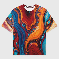 Футболка оверсайз женская Пламя и синева, цвет: 3D-принт