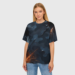 Футболка оверсайз женская Камуфляжная текстура с дырами, цвет: 3D-принт — фото 2