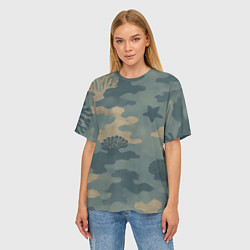 Футболка оверсайз женская Подводный текстурный камуфляж, цвет: 3D-принт — фото 2
