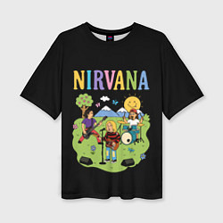 Футболка оверсайз женская Нирвана мультяшный стиль, цвет: 3D-принт