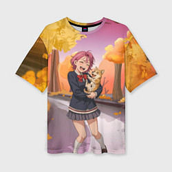 Футболка оверсайз женская Сиратори Айра Дандадан с щенком, цвет: 3D-принт
