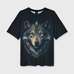 Футболка оверсайз женская Пиксельная голова волка, цвет: 3D-принт