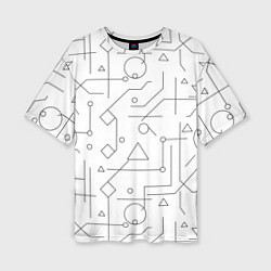 Женская футболка оверсайз Техно-Геометрия на белое