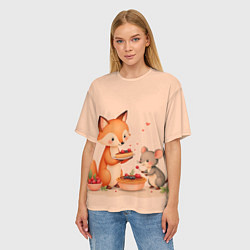 Футболка оверсайз женская Пироги с лисой, цвет: 3D-принт — фото 2