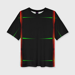 Футболка оверсайз женская Color black green orange stripes, цвет: 3D-принт