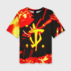 Женская футболка оверсайз Doom огненный
