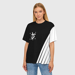 Футболка оверсайз женская Doom white geometry, цвет: 3D-принт — фото 2