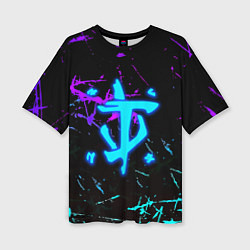 Футболка оверсайз женская Doom неоновые штрихи, цвет: 3D-принт