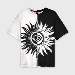 Футболка оверсайз женская Солнце черно-белое, цвет: 3D-принт