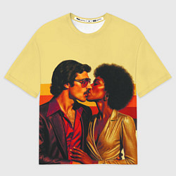 Футболка оверсайз женская Диско поцелуй поп-арт 1970-е, цвет: 3D-принт
