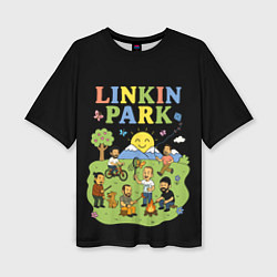 Женская футболка оверсайз Linkin Park, мультяшный стиль