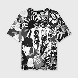 Футболка оверсайз женская Monster energy black sticker, цвет: 3D-принт