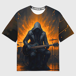 Футболка оверсайз женская Гитарист играющий в пламени, цвет: 3D-принт