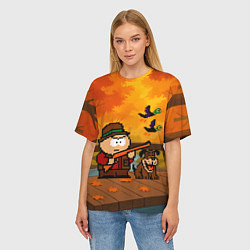 Футболка оверсайз женская Эрик Картман в игре Duck Hunt стреляет в уток, цвет: 3D-принт — фото 2