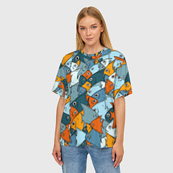 Футболка оверсайз женская Много рыб, цвет: 3D-принт — фото 2