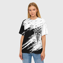 Футболка оверсайз женская Тату компас рун вегвизир - проводник удачи, цвет: 3D-принт — фото 2