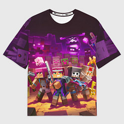 Футболка оверсайз женская Майнкрафт - герои в окружении, цвет: 3D-принт