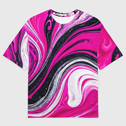 Футболка оверсайз женская Розово белая абстракция, цвет: 3D-принт