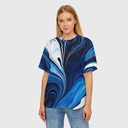 Футболка оверсайз женская Бело синяя абстракция, цвет: 3D-принт — фото 2