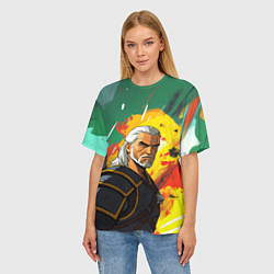 Футболка оверсайз женская Ведьмак в аниме стиле, цвет: 3D-принт — фото 2