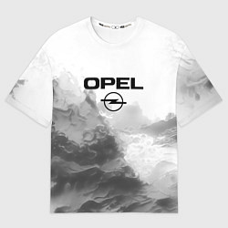 Футболка оверсайз женская Opel на сером абстрактном фоне, цвет: 3D-принт