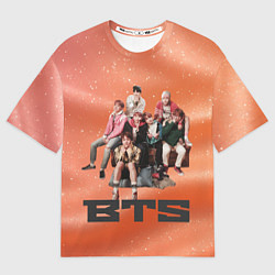 Футболка оверсайз женская BTS фотка на диване, цвет: 3D-принт
