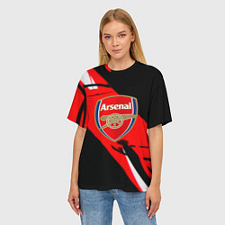 Футболка оверсайз женская Арсенал геометрия полосы краски, цвет: 3D-принт — фото 2