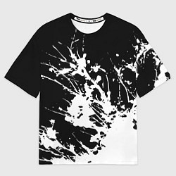 Футболка оверсайз женская Взрывная белая краска на чёрном, цвет: 3D-принт