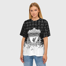 Футболка оверсайз женская Liverpool японские символы краски, цвет: 3D-принт — фото 2
