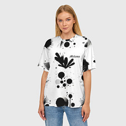 Футболка оверсайз женская Растительный паттерн и кляксы - Милан, цвет: 3D-принт — фото 2