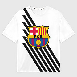 Футболка оверсайз женская Barcelona черно белые полосы, цвет: 3D-принт