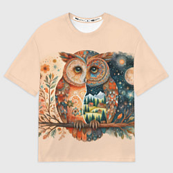Футболка оверсайз женская Сова разделенная на день и ночь абстракция, цвет: 3D-принт