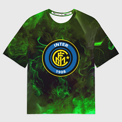 Футболка оверсайз женская Интер кислотный огонь, цвет: 3D-принт