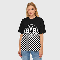 Футболка оверсайз женская Borussia шахматная клетка, цвет: 3D-принт — фото 2