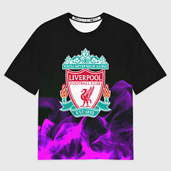 Футболка оверсайз женская Liverpool неоновый огонь, цвет: 3D-принт