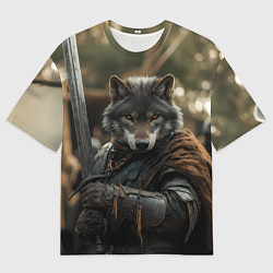 Футболка оверсайз женская Волк с мечом, цвет: 3D-принт