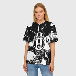 Футболка оверсайз женская Ювентус краски всплеск, цвет: 3D-принт — фото 2