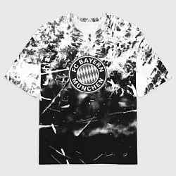 Женская футболка оверсайз Bayern Mnchen черно белая бумага