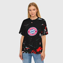 Футболка оверсайз женская Бавария Мюнхен штрихи красок, цвет: 3D-принт — фото 2