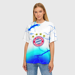 Футболка оверсайз женская Бавария Мюнхен молнии, цвет: 3D-принт — фото 2