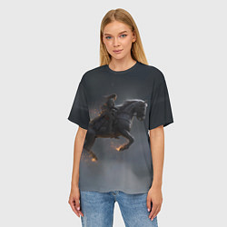 Футболка оверсайз женская Летящая лошадь с искрами, цвет: 3D-принт — фото 2