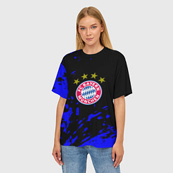 Футболка оверсайз женская Бавария Мюнхен синие краски, цвет: 3D-принт — фото 2